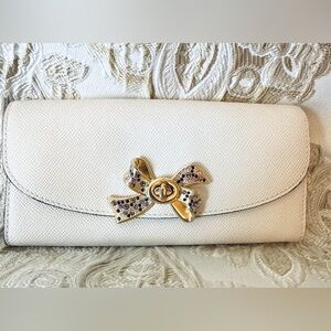 COACH Turnlock Jeweled Bow Envelope Slim Wallet Clutch F72902